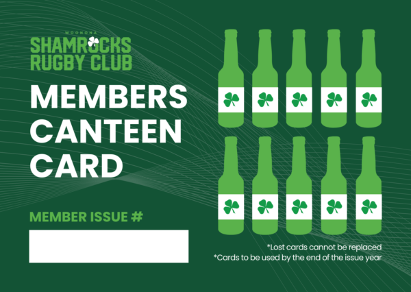 Shamrocks Canteen Card